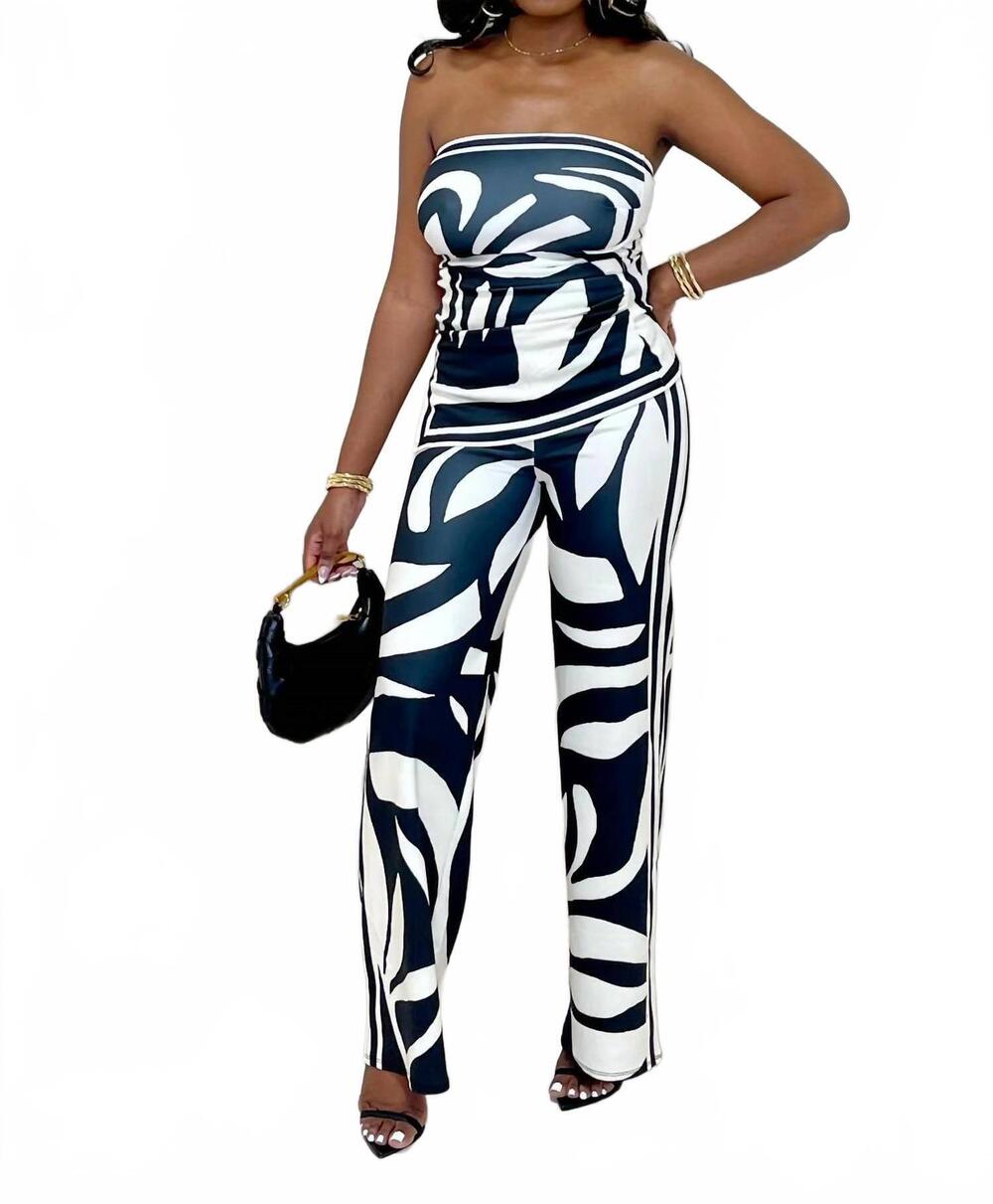 NEW HER BOTTARI mind your manners pants set in black/ white